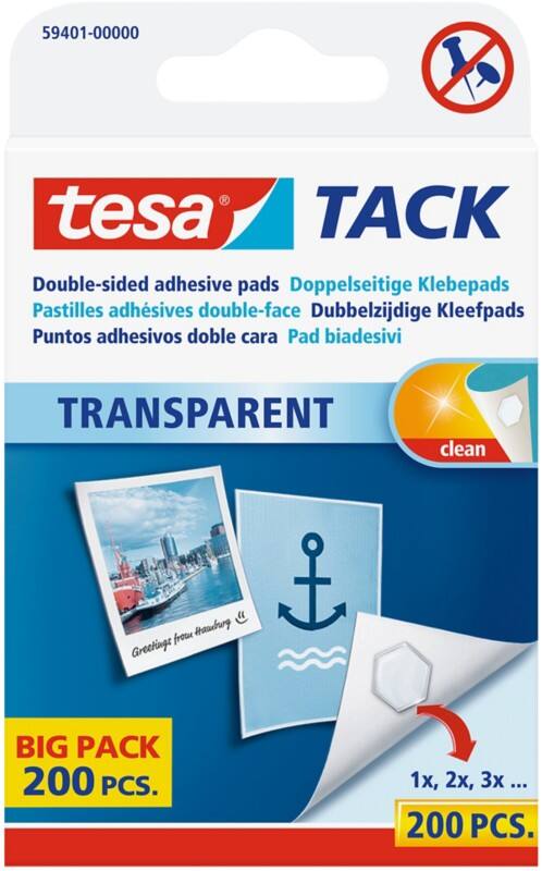 Pastille autocollante tesa Tack Transparent 11 (l) mm 200 Unités