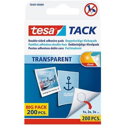 Pastille autocollante tesa Tack Transparent 11 (l) mm 200 Unités