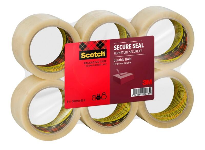 Ruban adhésif d'emballage Résistant Scotch Secure Seal Transparent 50 mm (l) x 66 m (L) PP (Polypropylène) 56 microns 6 Rouleaux