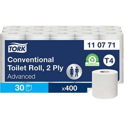 Papier toilette Tork T4 Advanced Recyclé 2 épaisseurs 110771 30 Rouleaux de 400 Feuilles