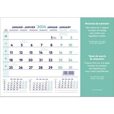 Calendrier de bureau Brepols Calendrier tapis de souris 2025 1 Mois par page Blanc Néerlandais, Français