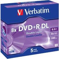 DVD+R Verbatim Double Layer 8 x 8.5 Go Jewel Case 5 Unités
