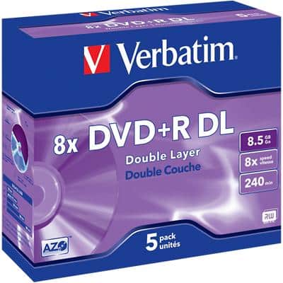 DVD+R Verbatim Double Layer 8 x 8.5 Go Jewel Case 5 Unités