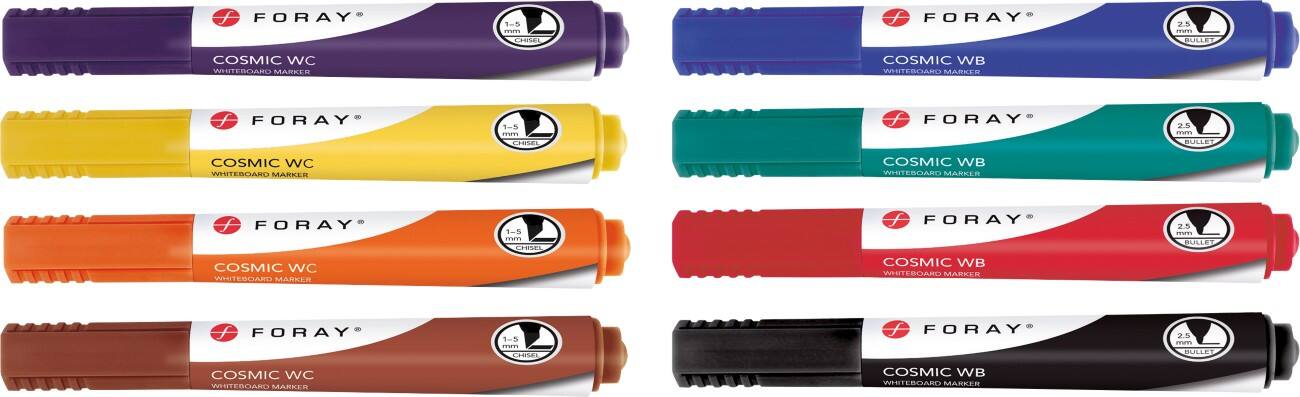 Marqueur pour tableau blanc Foray Cosmic WB Moyenne Pointe Ogive Assortiment 8 Unités