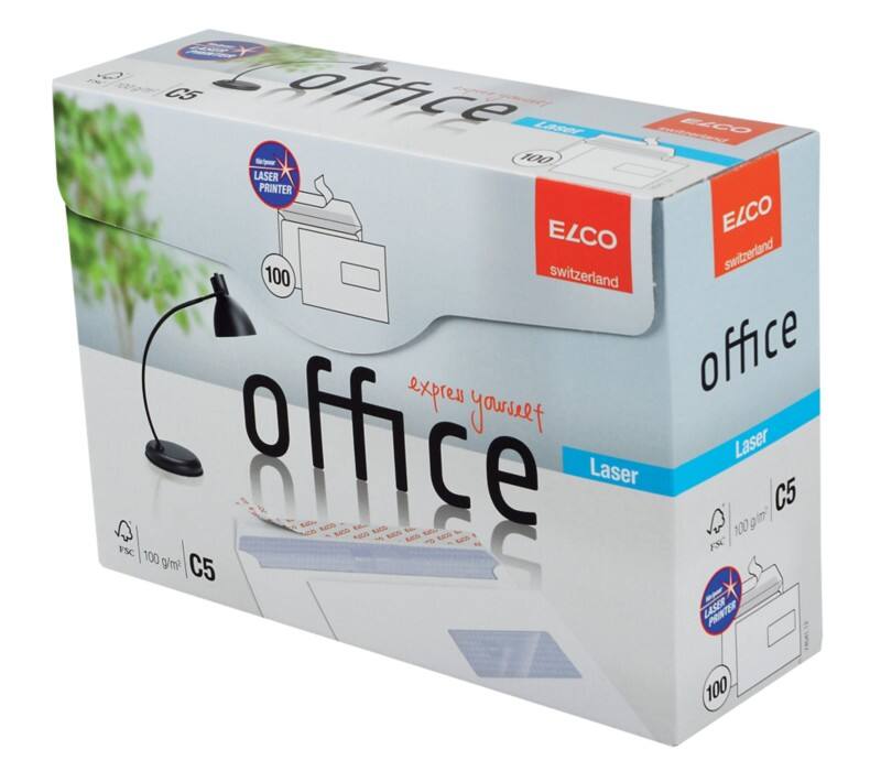 Enveloppes Elco Office Avec fenêtre C5 229 (l) x 162 (h) mm Bande adhésive Blanc 100 g/m² 100 Unités