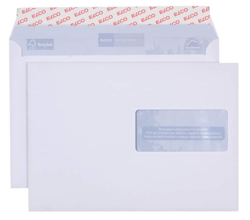 Enveloppes Elco Proclima Avec fenêtre C5 229 (l) x 162 (h) mm Bande adhésive Blanc 100 g/m² 500 Unités
