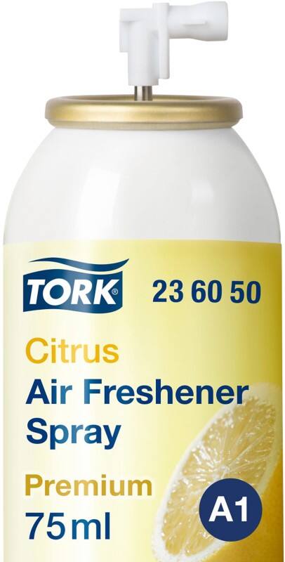 Aérosol désodorisant Tork Citron A1, fixation flexible, 12 sprays, 236050