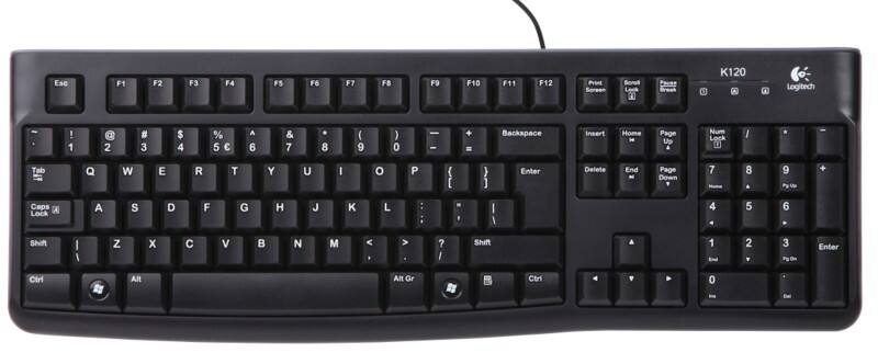 Clavier Logitech Avec fil QWERTY (US) sans Bluetooth Noir K120