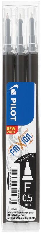 Recharge pour stylo roller Pilot FriXion Point 0,25 mm Fin Rollerball Noir 3 Unités