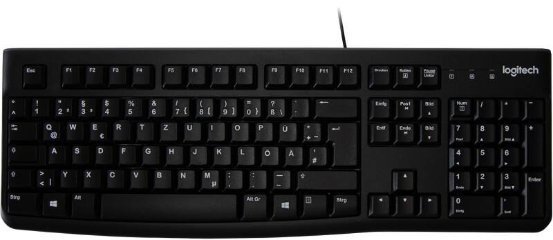 Clavier Logitech K120 Avec fil QWERTZ DE Câble USB-A 1,5 m Noir