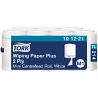 Papier d'essuyage Tork Plus Mini bobine blanc M1, dévidage central, 11 rouleaux, 101221