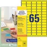 Étiquettes repositionnables Avery L4793-20 Jaune 38,1 x 21,2 mm Rectangulaire 20 feuilles de 65 étiquettes