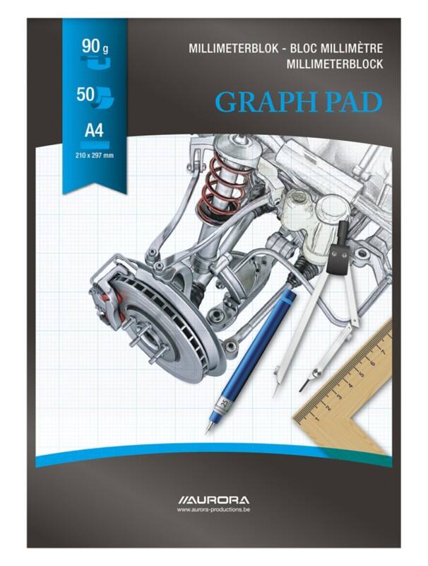 Carnet de croquis AURORA A4 Quadrillé Collé Papier Noir Sans perforation  100 Pages 50 Feuilles 