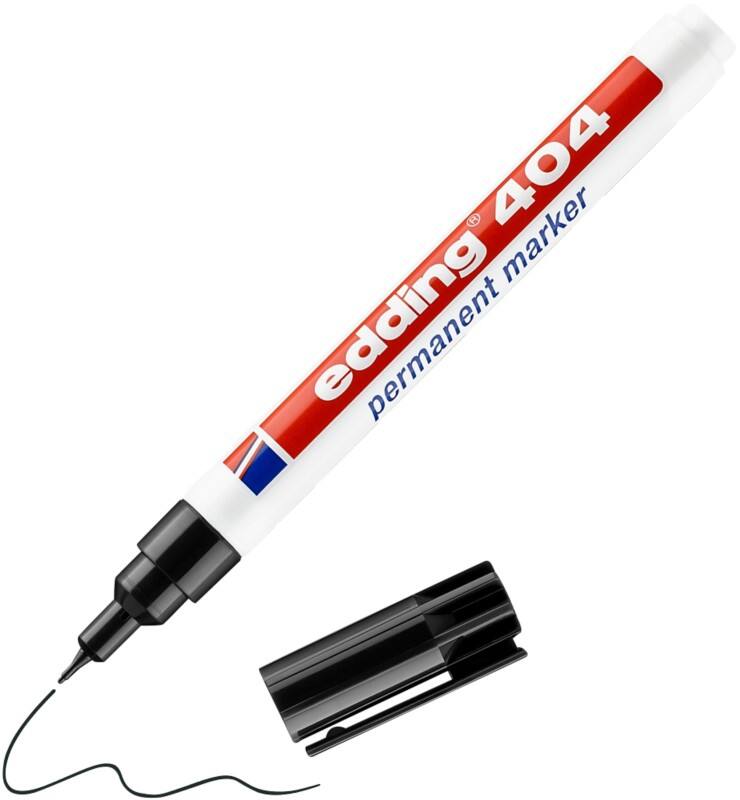 Marqueur permanent edding 404 Extra fin Ogive  -   Noir Non Rechargeable Résistant à l'eau
