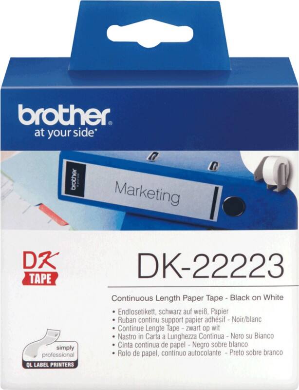 Rouleau d’étiquettes en continu Brother DK-22223 Autocollantes Noir sur blanc