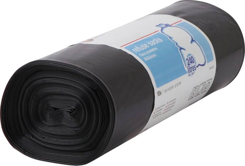 Sac-poubelle Viking Viking 240 L Poignées coulissantes Noir PE (Polyéthylène) 65 microns 10 Unités