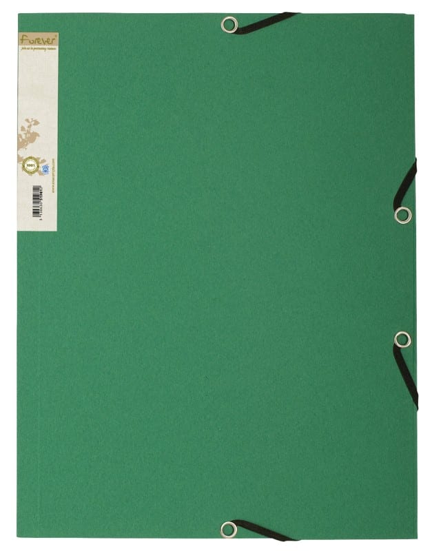 Farde à 3 rabats à élastique Exacompta Forever A4 Vert foncé, Vert clair Carton recyclé 24 x 32 cm
