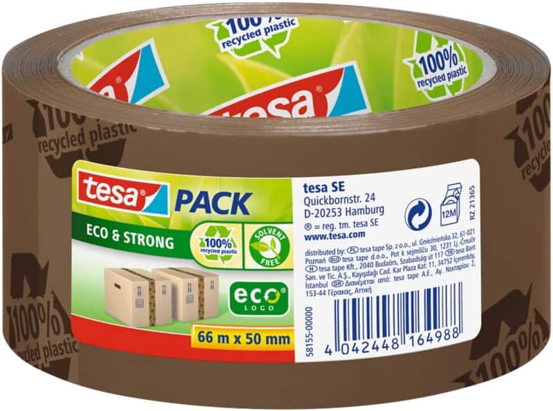 Ruban adhésif d'emballage tesa tesapack Eco & Strong Brun 50 mm (l) x 66 m (L) PP (Polypropylène) Recyclé 100%