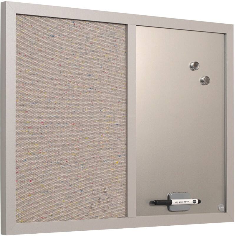 Tableau mixte Bi-Office Essentials Tissu 60 x 45 cm (l x h) Bois Argenté, lavande