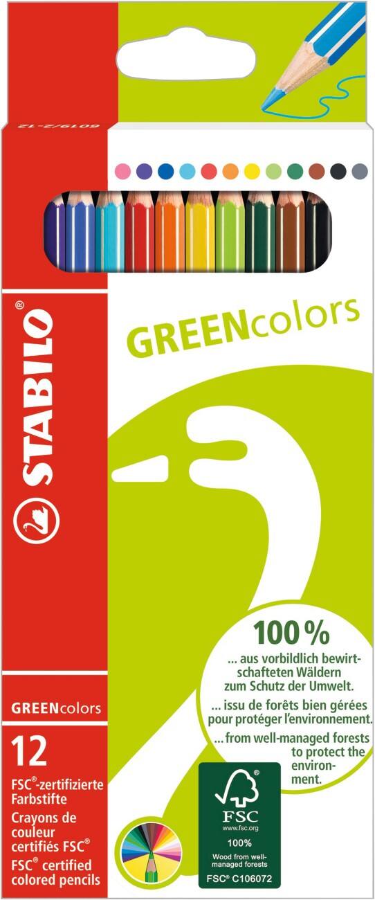 Crayons de couleurs STABILO GREENcolors Assortiment 12 Unités