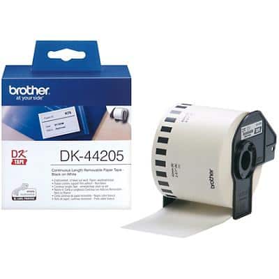 Rouleau d'étiquettes Brother DK-44205 D'origine en continu Repositionnables Autocollantes Noir sur blanc 62 mm x 30,5 m
