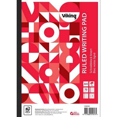 Bloc-notes Viking Blanc A4 Ligné Collé 200 Feuilles Paquet de 5