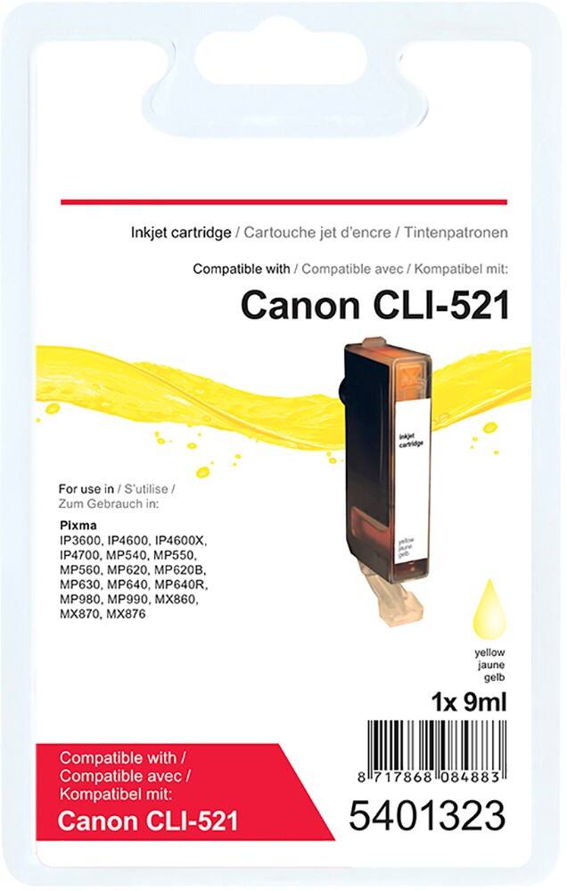 Cartouche jet d'encre Office Depot Compatible Canon CLI-521Y Jaune