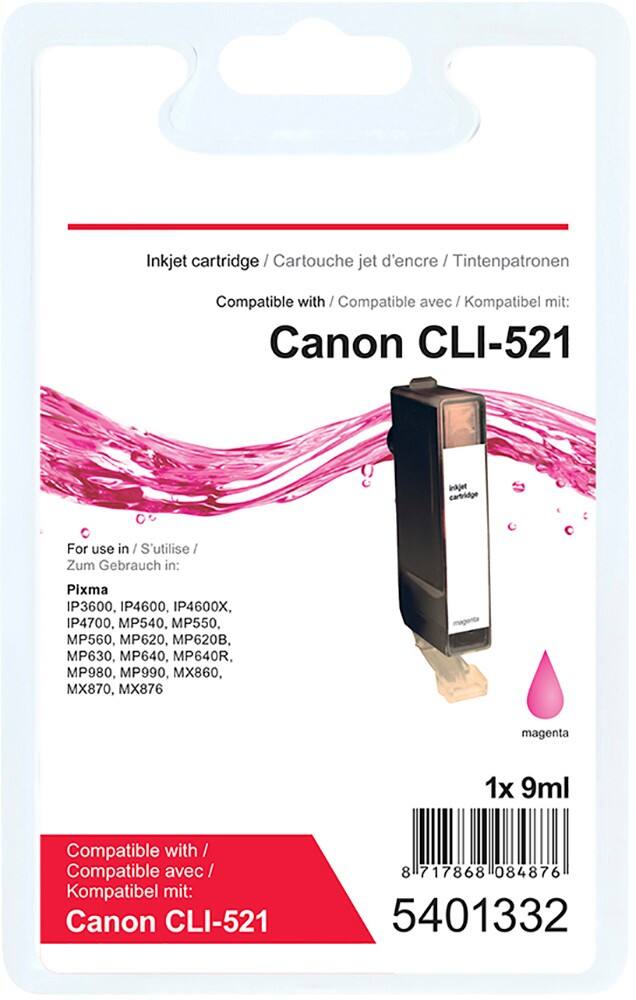 Cartouche jet d'encre Office Depot Compatible Canon CLI-521M Magenta