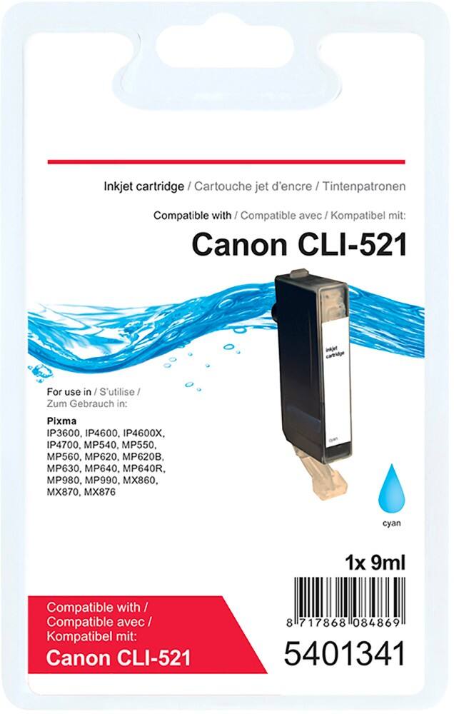 Cartouche jet d'encre Office Depot Compatible Canon CLI-521C Cyan