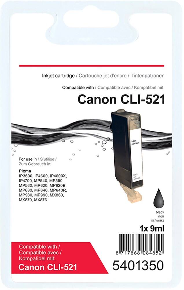 Cartouche jet d'encre Office Depot Compatible Canon CLI-521BK Noir