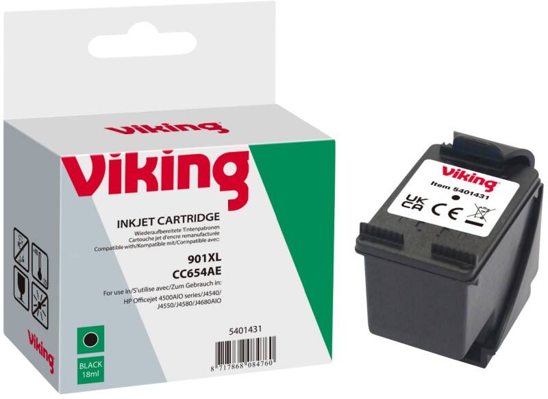 Cartouche jet d'encre Viking 901XL Compatible HP CC654A Noir