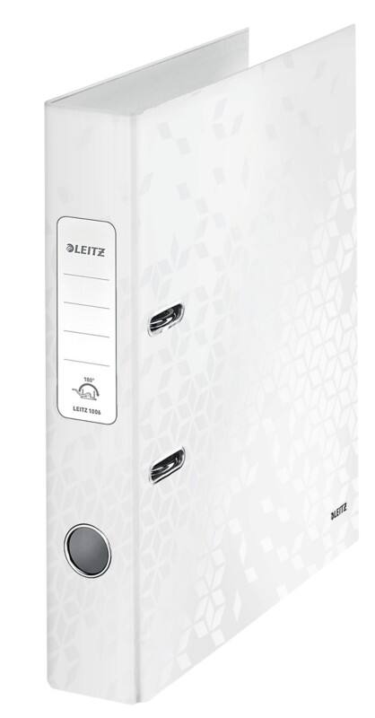 Classeur à levier Leitz Étroit 180° WOW A4 52 mm Blanc 2 Anneaux 1006 Carton Brillant Portrait