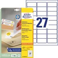 Étiquettes repositionnables Avery L4737REV-25 Blanc A4 63,5 x 29,6 mm 27 Feuilles de 25 Étiquettes