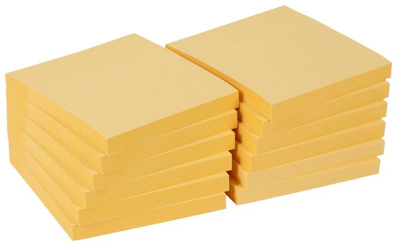 Notes Super Sticky Viking 76 x 76 mm Jaune pastel Carré 12 Blocs de 90 Feuilles