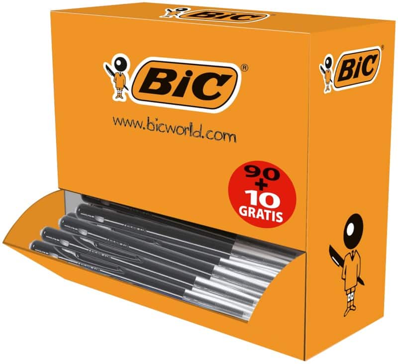 Stylo-bille BIC M10 Rétractable Noir 0,4 mm Moyen Bille 100 Unités