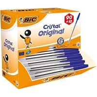 Stylo-bille BIC Cristal Bleu Pack promo 90 + 10 GRATUITS 100 Unités