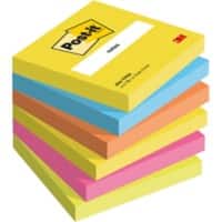 Notes Post-it 76 x 76 mm Couleurs Energie 6 Blocs de 100 Feuilles
