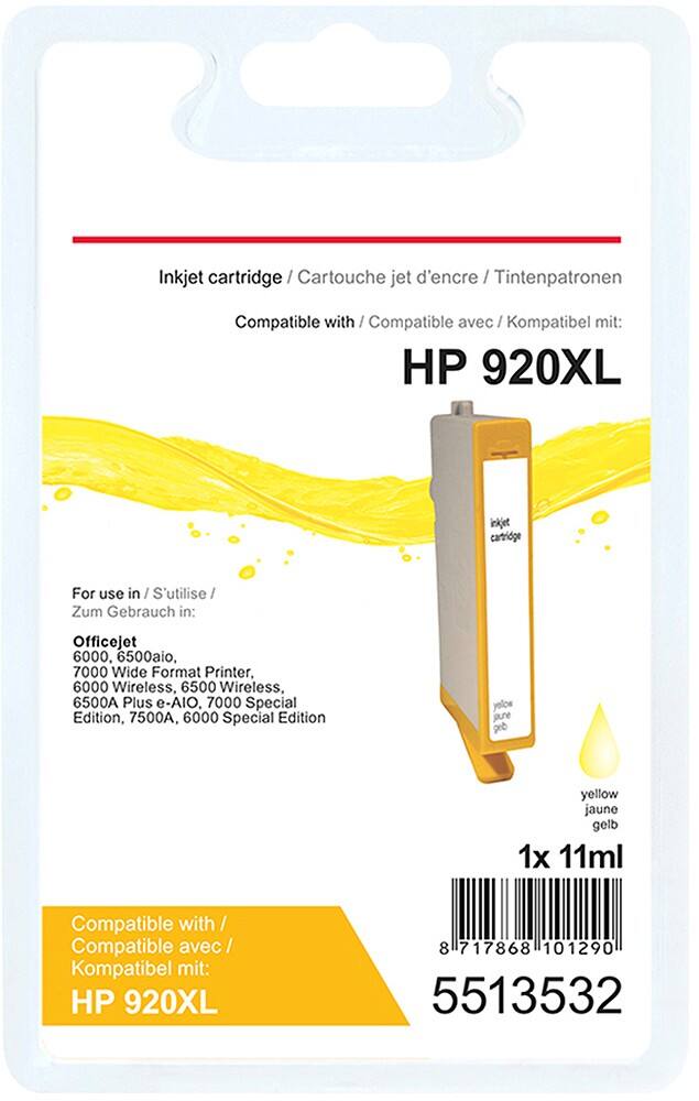 Cartouche jet d'encre Office Depot Compatible HP 920XL Jaune CD974A