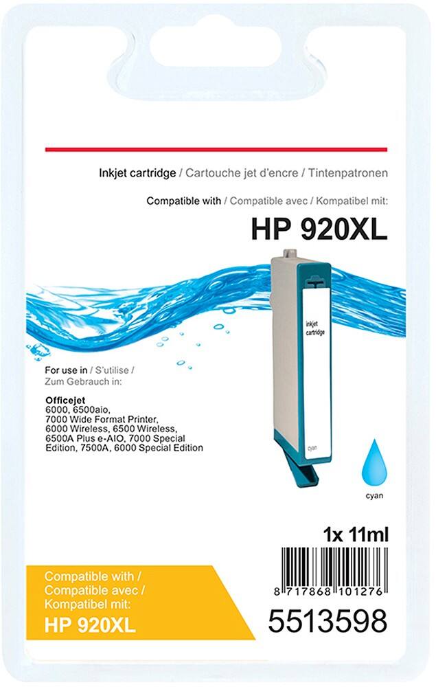Cartouche jet d'encre Office Depot Compatible HP 920XL Cyan CD972A