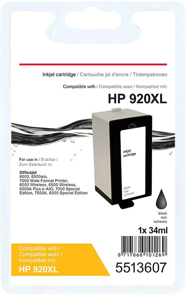 Cartouche jet d'encre Office Depot Compatible HP 920XL Noir CD975A