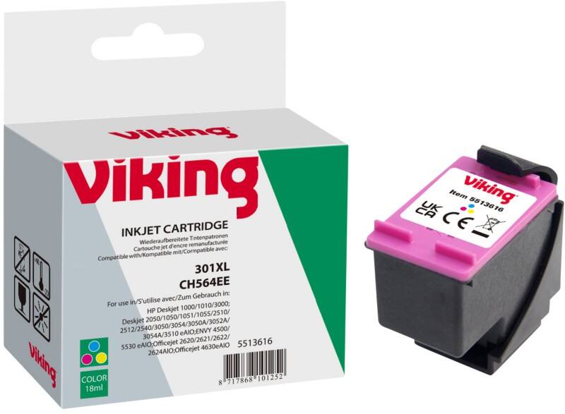 Cartouche jet d'encre Viking 301XL Compatible HP CH564EE Cyan, magenta, jaune