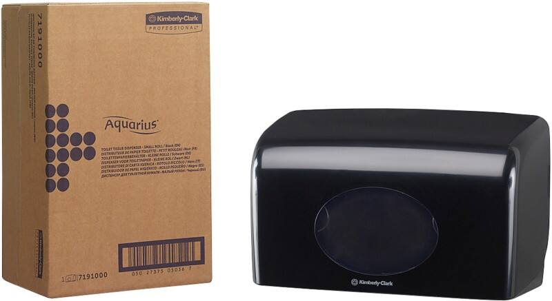 Distributeur de papier toilette AQUARIUS Small Roll Plastique Verrouillable Fixation murale Noir 29,8 x 12,8 x 18 cm