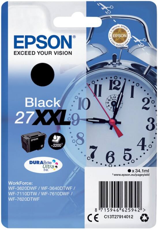 Cartouche jet d'encre Epson 27XXL D'origine C13T27914012 Noir