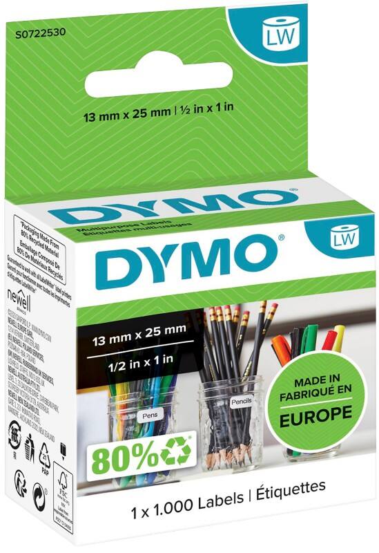 Étiquette universelle DYMO LW Authentique 11353 S0722530 Autocollantes Noir sur blanc 13 x 25 mm 1000 Étiquettes