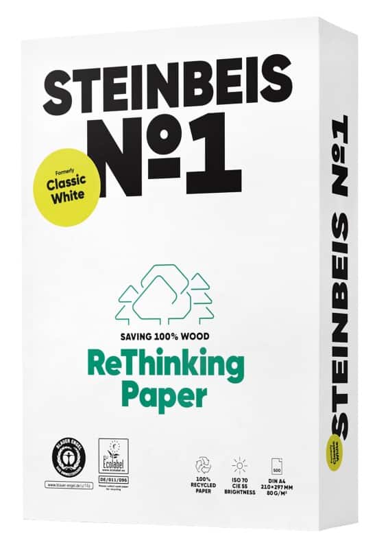 Papier imprimante Steinbeis Classic No.1 A4 100% Recyclé 80 g/m² Lisse Blanc 500 Feuilles