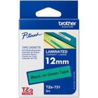 Ruban d'étiquettes Brother P-Touch Authentique TZE731 TZE-731 Autocollantes Noir sur Vert 12 mm x 8 m