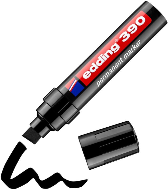 Marqueur permanent edding 390 Permanent Noir Extra large Biseauté 12 mm