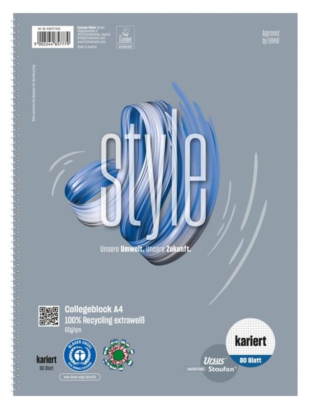 Cahier Ursus Green Green A4 Quadrillé Reliure en spirale Papier Blanc perforation 160 pages