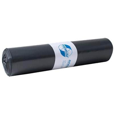 Sac-poubelle DEISS Premium Déchets courants 120 L Noir HDPE (Polyéthylène renforcé haute densité) 100 microns 25 Unités