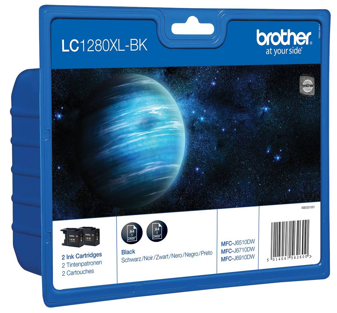 Cartouche jet d'encre Brother D'origine LC1280XLBK Noir 2 Unités